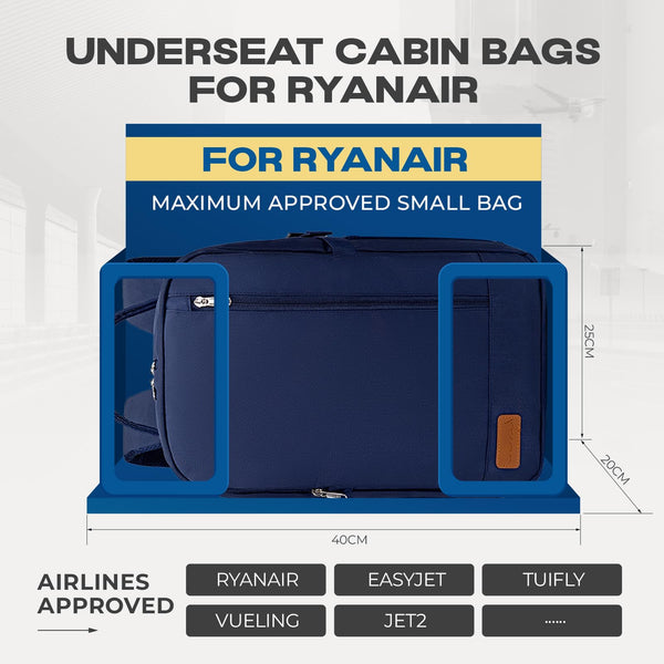 VMIKIV for Ryanair Cabin Bags 40x20x25 Underseat Carry On Bag,Small Travel Backpack Cabin Size for Men Women,Hand Luggage for Overnight, Weekend,Under Seat Casual Daypack for Airlines