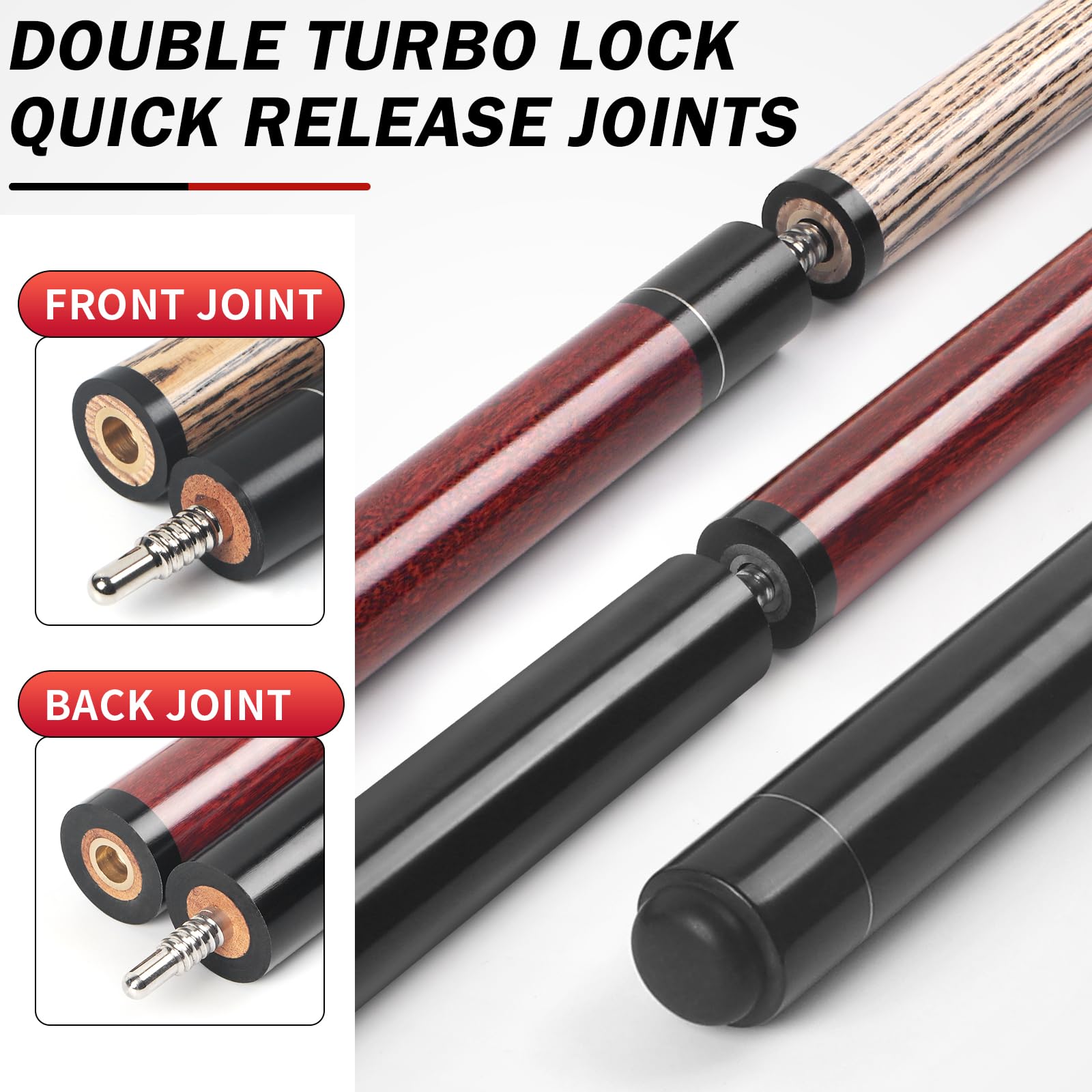 Aklot Pool Cue, Heavy Hitter Jump Break Cue 23~25oz 1 Pool Stick 14mm Bakelite Tip for Explosive Breaks and Effortless Jumps