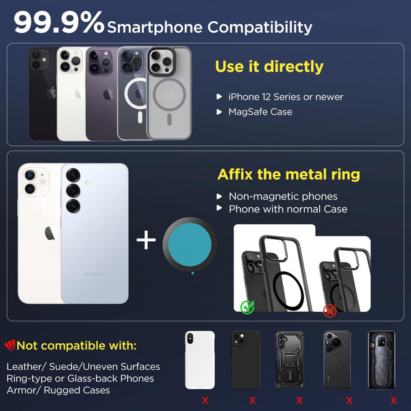 MSXTTLY Vacuum Magnetic Phone Holder for Car, 2025 Vmag-S1, Suction Phone Mount 360° Rotatable, Foldable & Adjustable, for iPhone 16 Pro MAX 15 14 13 12 & Android, Black