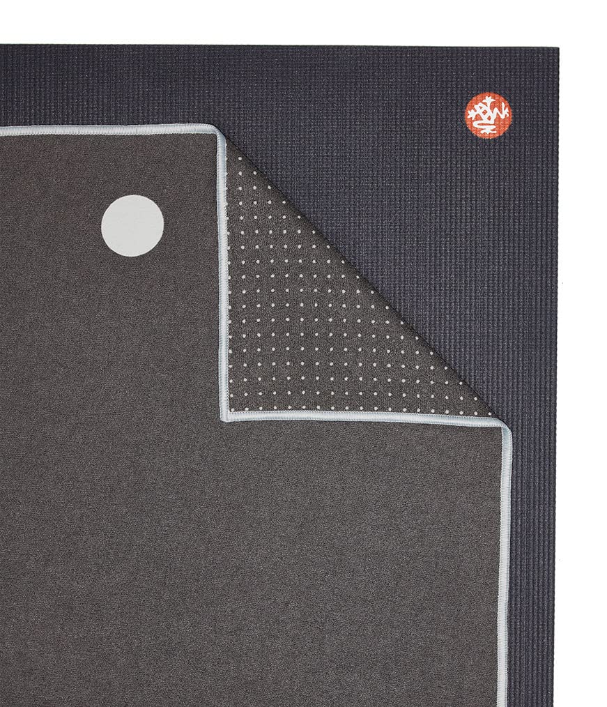Manduka Yogitoes Yoga Towel for Mat, Non-Slip and Quick Dry for Hot Yoga with Rubber Bottom Grip Dots,Thin and Lightweight, 71 Inches, Grey