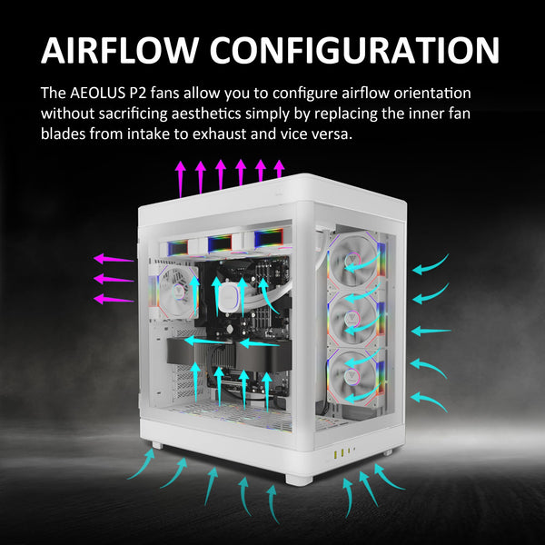 GAMDIAS 120mm ARGB PC Case Fans, Computer Case Fan, Cabless Daisy Chain Connection, Dual Infinity Mirror Lighting, Swappable Fan Blade for Reverse Airflow, Performance 30mm Thick, With Control Box