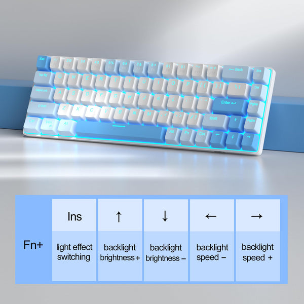 MageGee Portable 60% Gaming Mechanical Keyboard, Minimalist MK-Box Ice Blue Backlit Compact 68 Keys Wired Office Keyboard with Red Switch for Windows Laptop PC Mac Convenient(Gray & White)