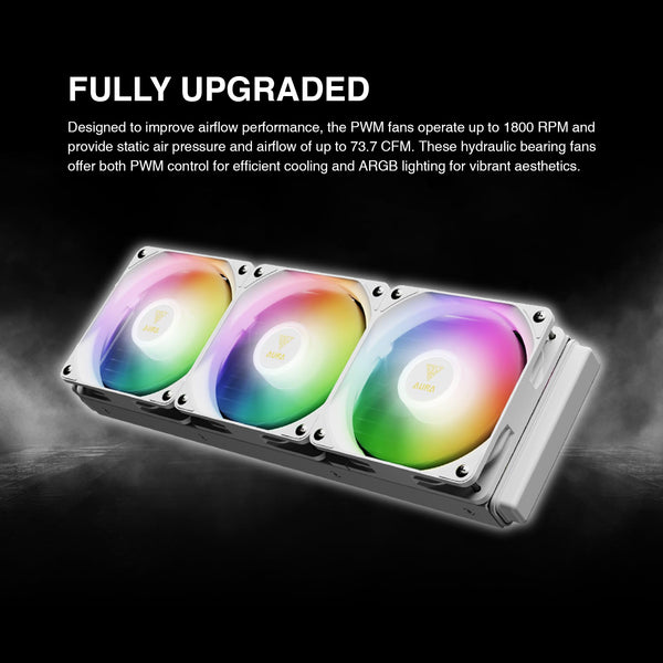 GAMDIAS AURA GL240 LCD 240mm AIO Liquid CPU Cooler, Customizable 4'' IPS LCD Display, Cableless Daisy Chained Fan, Software Ready, Support Low-Noise PWM & ARGB Sync, Intel LGA 1851/1700；AMD AM5, Black