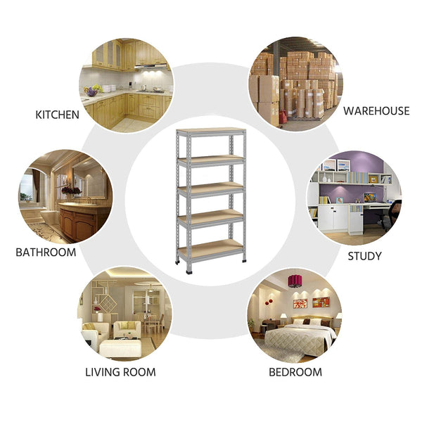 Yaheetech 5 Tier Garage Shelving Units, Heavy Duty Racking shelves, 150KG Per Shelf/750KG Capacity, 70cmx30cmx150cm（LxWxH,Dark Gray