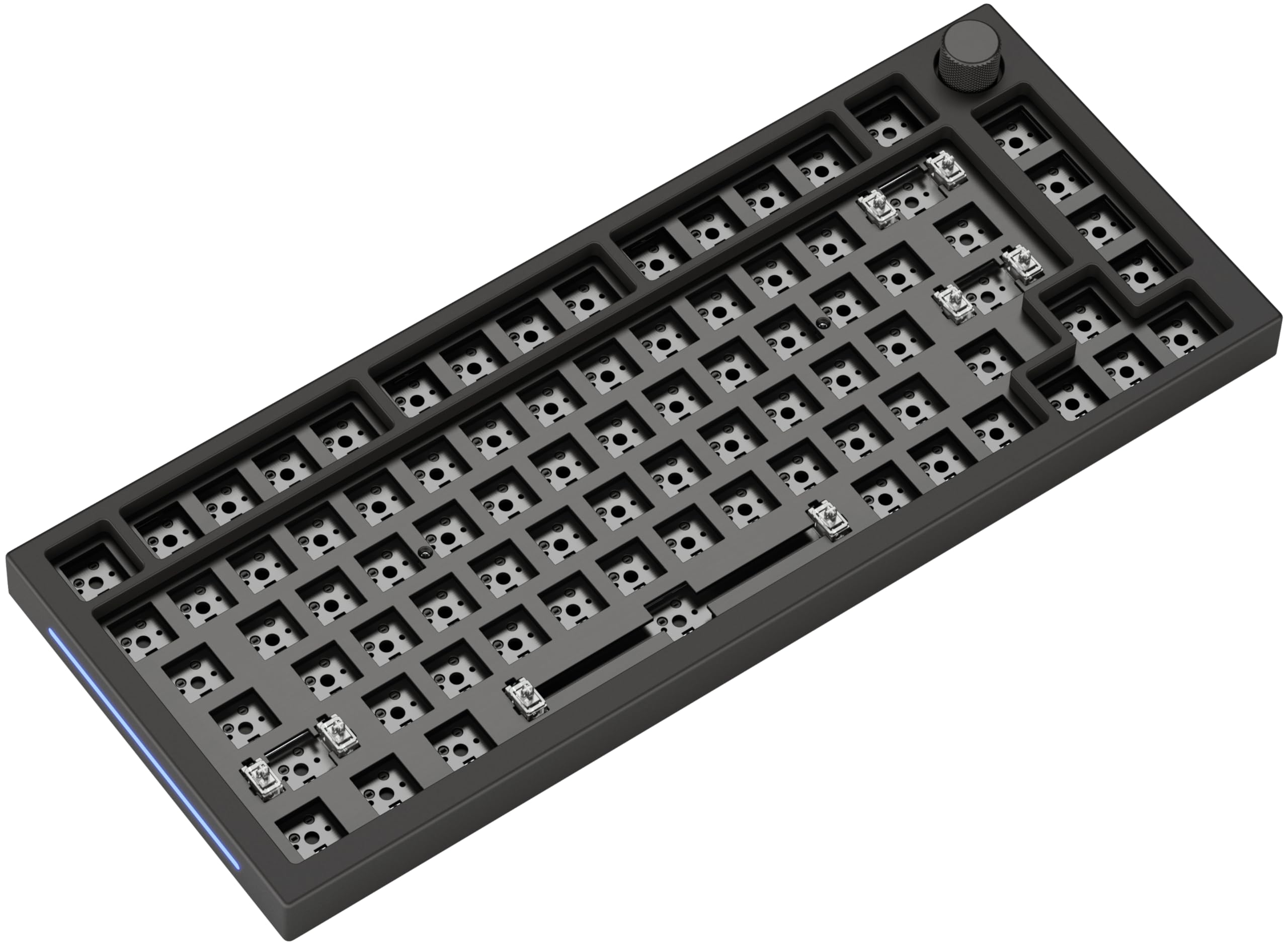 Glorious Gaming GMMK PRO 75% Barebones (Frame Only) - Modular Mechanical Gaming Keyboard, TKL Size (75%), 1.5kg Frame, RGB, Customisable, 5-Pin Switch Support, International/ISO Layout - Black Slate