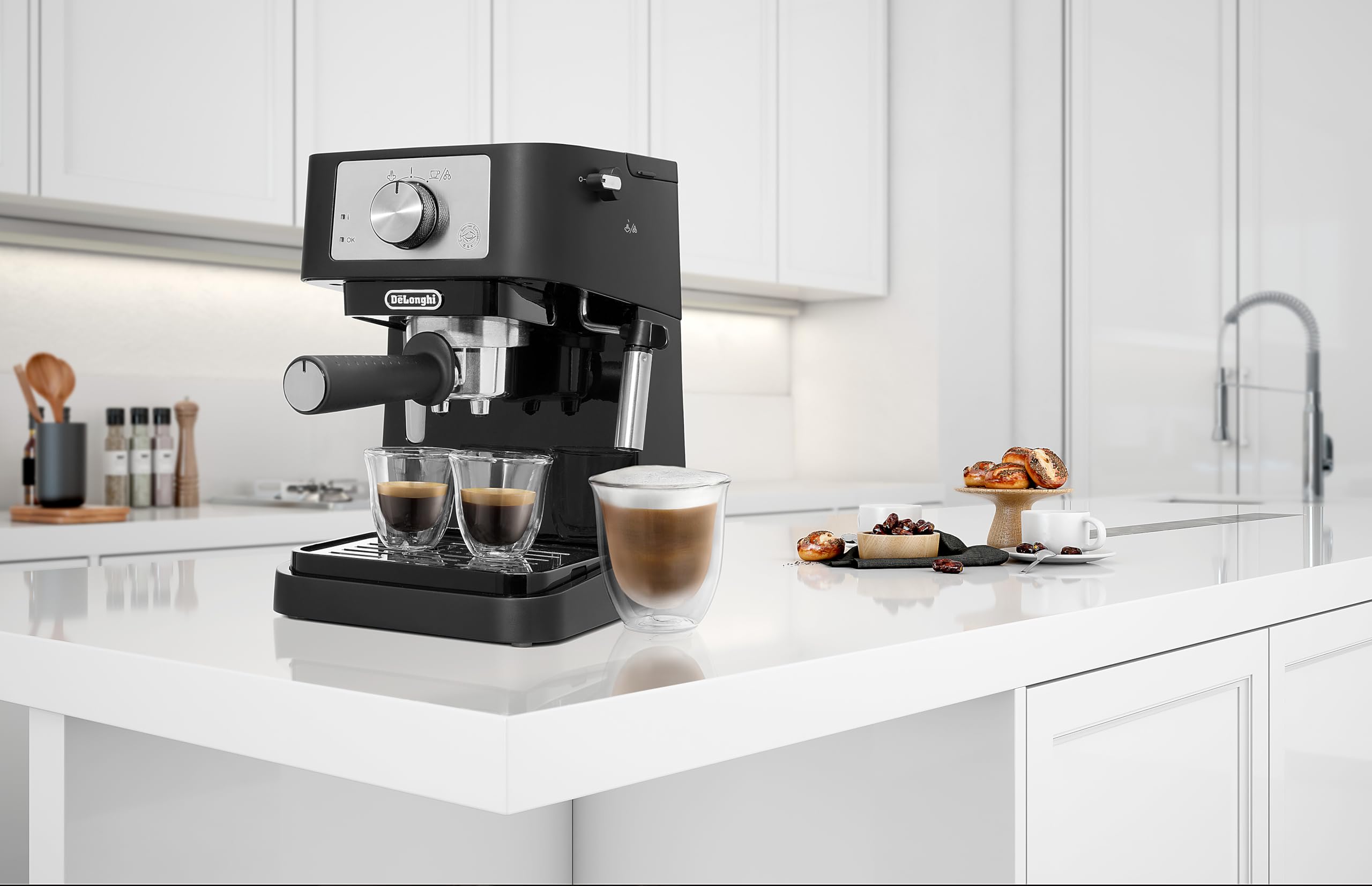 De'Longhi Manual Coffee Machine Stilosa EC260.GR, 15 Bar Pressure, Cappuccino System, Automatic Switch-Off, Compatible with ESE pods, 2 Level Tray, Capacity 1L, Green