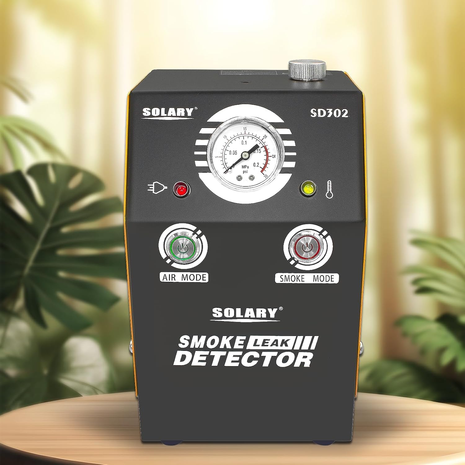 SOLARY Auto EVAP Smoke Machine with Pressure Indicator for Leak Detection - DC12V, Yellow