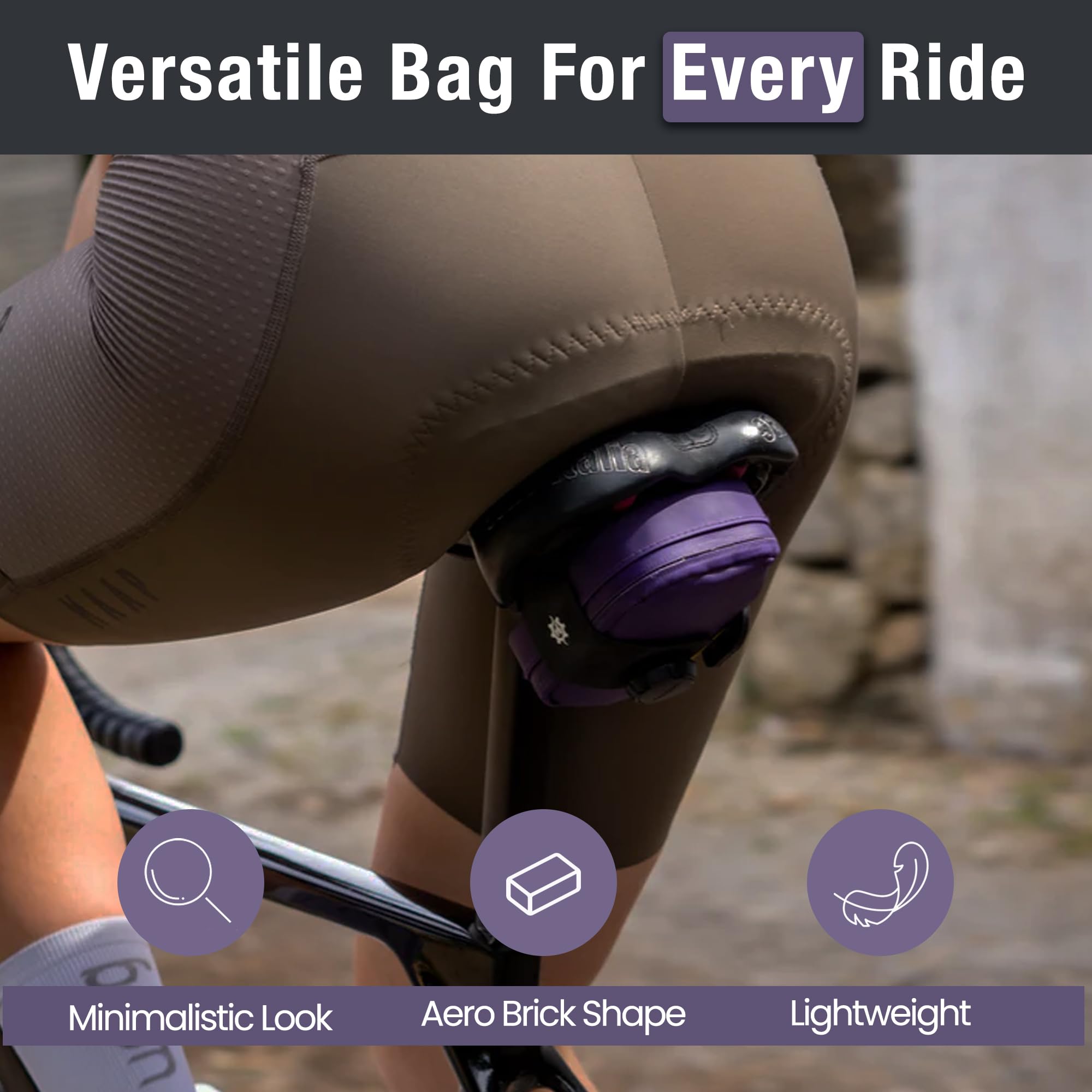 Lumiere & Co. Falcon Magnetic Bike Saddle Bag – 0.69L | 6" x 3.5" x 2" | Sleek Minimalist Brick Design, Fast Magnetic Buckle Attachment | Road Cycling–Specific Bike Seat Bag (Black, Large)