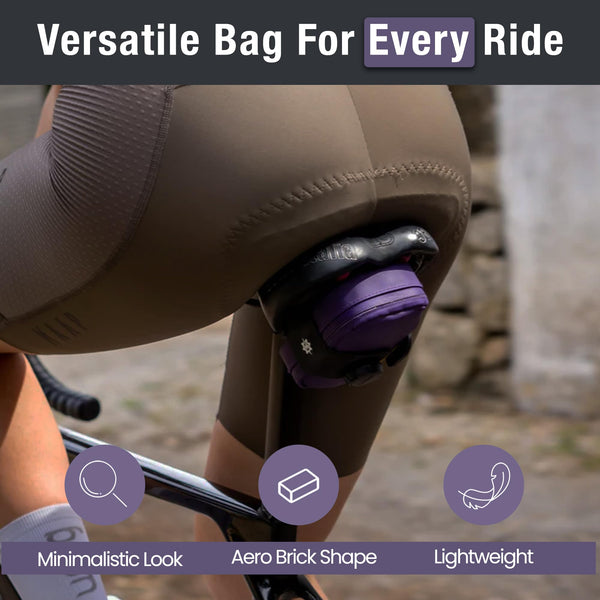 Lumiere & Co. Falcon Magnetic Bike Saddle Bag – 0.69L | 6" x 3.5" x 2" | Sleek Minimalist Brick Design, Fast Magnetic Buckle Attachment | Road Cycling–Specific Bike Seat Bag (Black, Large)