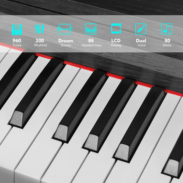 MUSTAR Digital Piano 88 Weighted Keys, Full Size 88 Key Piano Keyboard Semi Weighted, Home Electric Piano with Furniture Stand and Triple Pedal, Music Stand, USB MIDI, White