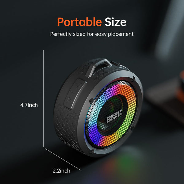 Bluetooth Shower Speaker with IPX7 Waterproof, Bluetooth Speaker with HD Stereo Sound, Built-in Mic Portable Wireless Speaker with Dynamic Lights 10H Playtime, for Outdoor Kitchen Gifts Golf, Black