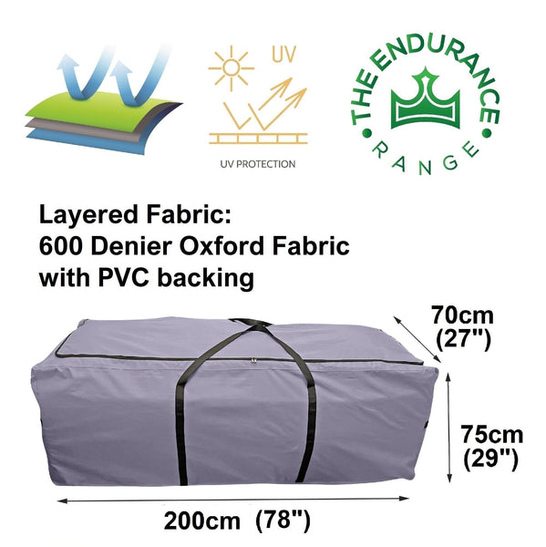 Kingsbridge Garden Furniture Cushion Storage Bag, 600D Fabric, Double Stitching, Heavy Duty, Moisture Resistant LxWxH 200 x 70 x 75cm (use