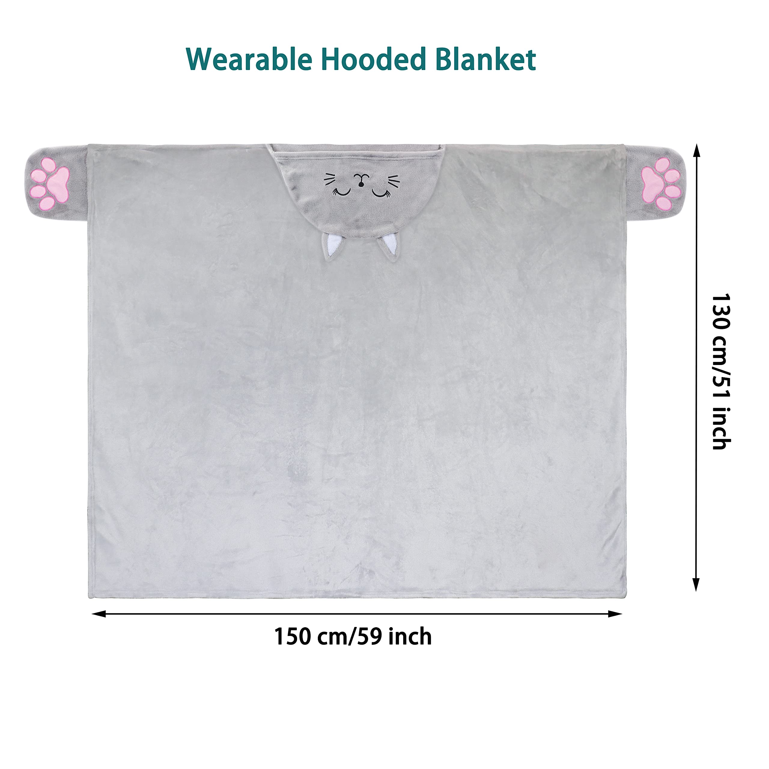 Shoppawhile Sloth Gifts for Women Wearable Hooded Blanket Soft Cute Warm Fluffy Sloth Hooded Blanket 59 * 51 inch