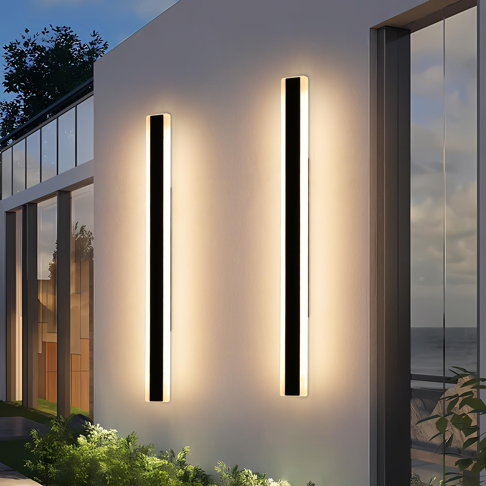 Mikeru 6500k Cool White Outdoor Wall Light, 150cm Modern Porch Wall Light, LED Vertical Long Acrylic Garden Fixture, IP65 Waterproof for Balcony, Living Room, Garage, Patio