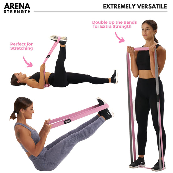 Arena Strength Long Fabric Resistance Bands Set with Workout Guide - Long Loop Resistance Band Set | Cloth Exercise Bands for Women | Pull Up Bands |