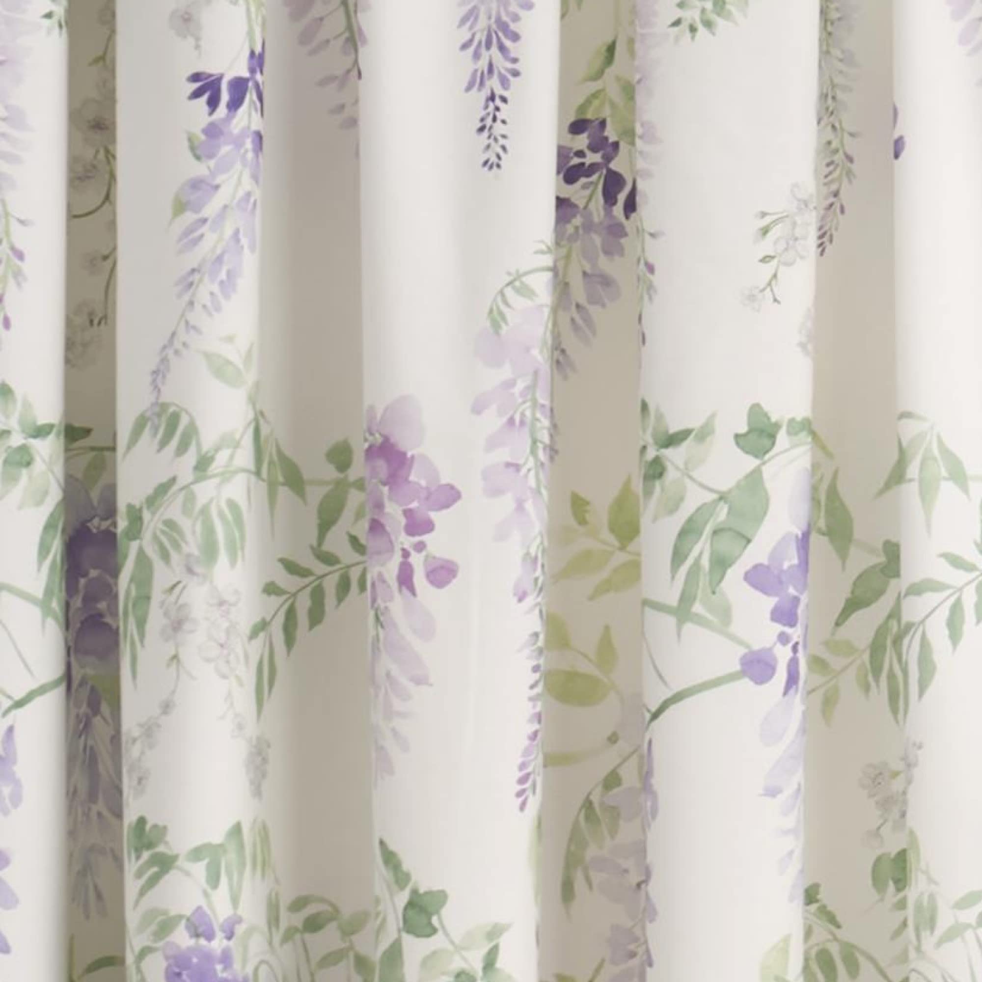 Dreams & Drapes - Wisteria Purple Floral Curtains W66 x L72" (168 x 183cm) - Botanical Pencil Pleated Curtains - Lilac Flower Curtains - Spring