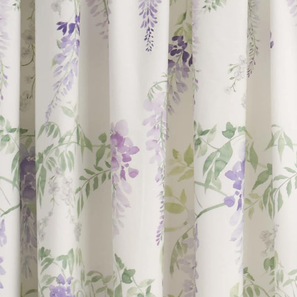 Dreams & Drapes - Wisteria Purple Floral Curtains W66 x L72" (168 x 183cm) - Botanical Pencil Pleated Curtains - Lilac Flower Curtains - Spring