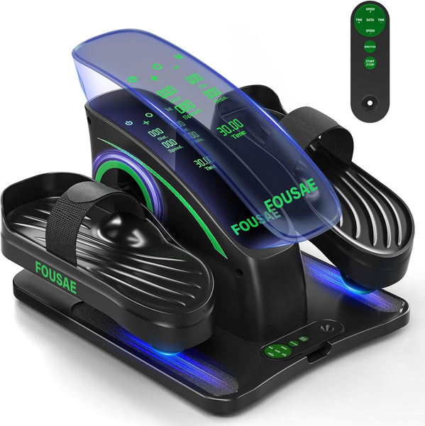 Under Desk Elliptical Machine for Home, 2 in 1 Electric Pedal Exerciser, Electric Leg Exerciser for Seniors with 15 Adjustable Speed, Seated Cross Trainer with Remote Control & Non-Slip Pad