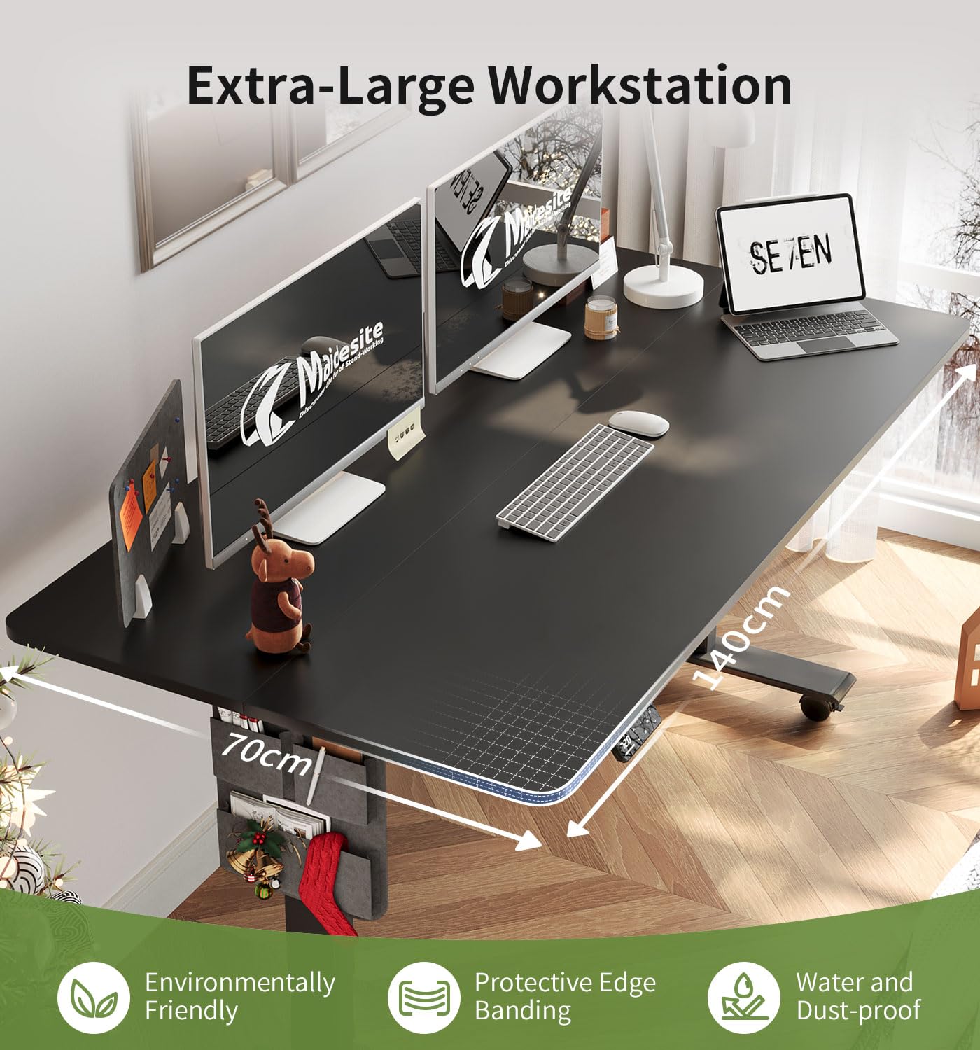 MAIDeSITe Height Adjustable Standing Desk Electric Standing Desk Sit Stand Desk Stand Up Desk with Cable Tray 120 * 60cm Desktop for Home Office