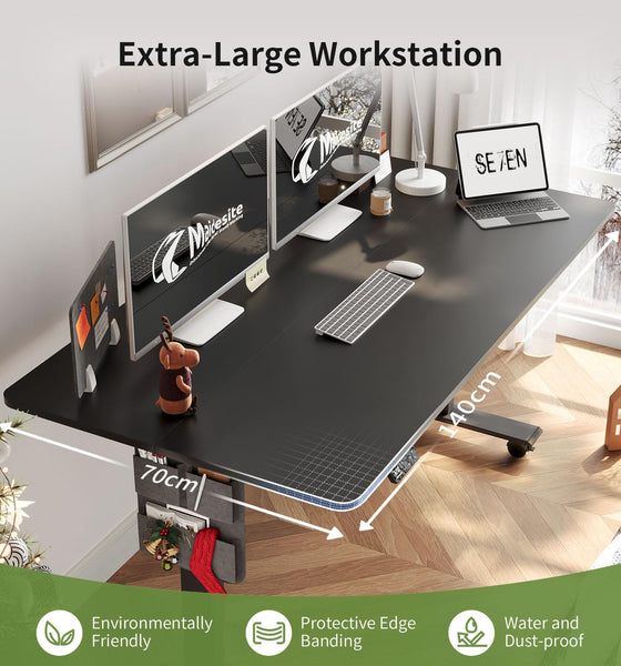 MAIDeSITe Height Adjustable Standing Desk Electric Standing Desk Sit Stand Desk Stand Up Desk with Cable Tray 120 * 60cm Desktop for Home Office