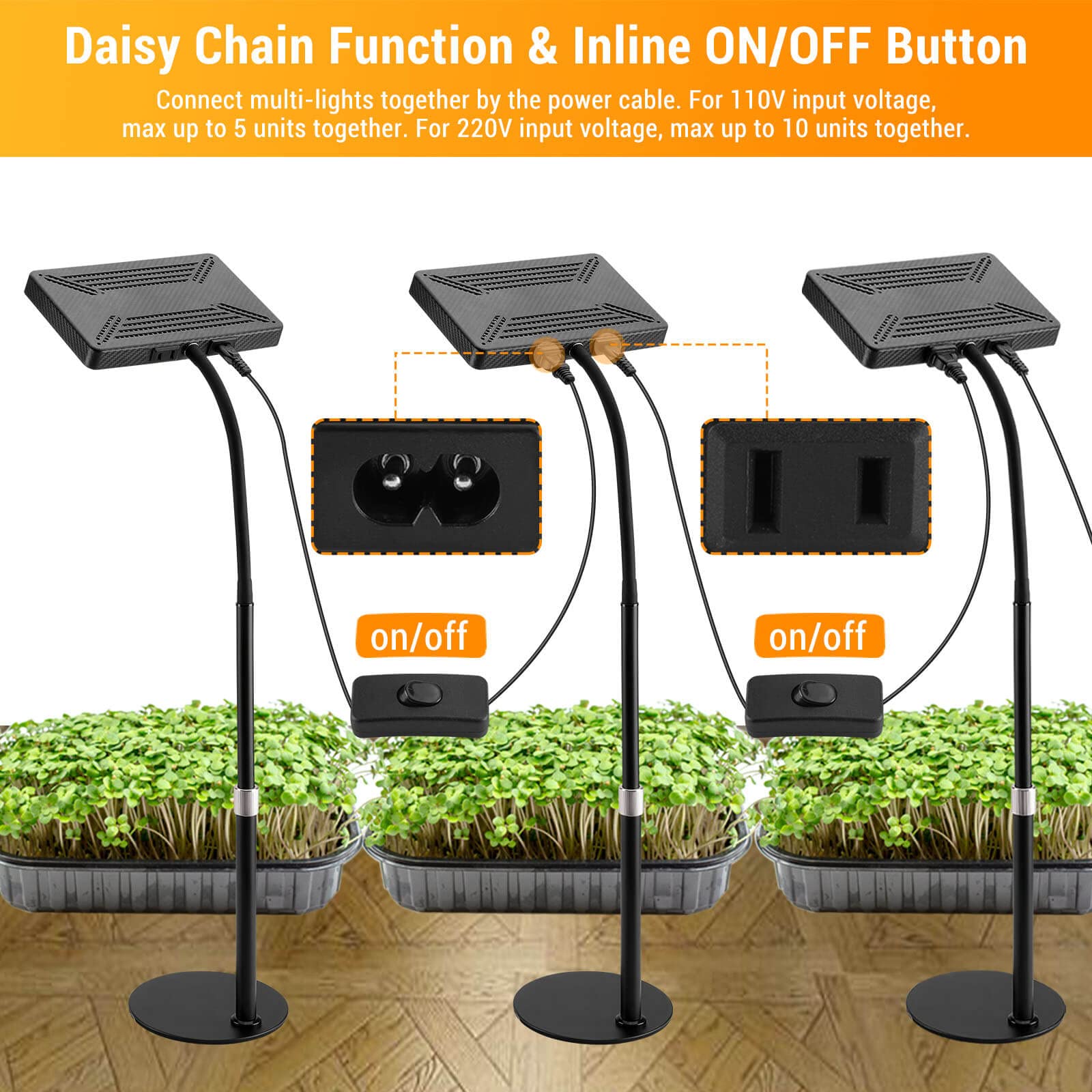 FECiDA Grow Lights for Indoor Plants, UV-IR Full Spectrum Desk LED Plant Grow Light, 25 Watt 2000 Lumen Houseplant Growing Lamp with On/Off Switch,