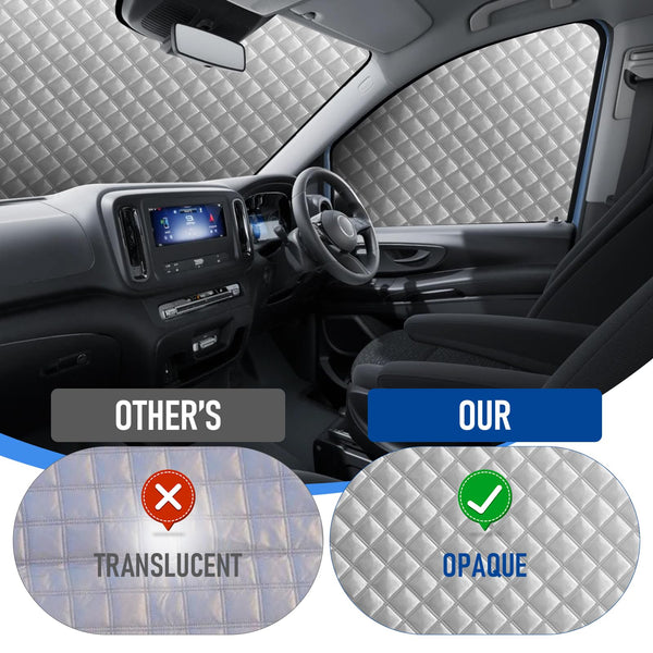 MaxAwe 8Pcs Internal Thermal Blind Set Fits for VW T5/T6 LWB, Luxury Sunshade Wrap Cover Kit, Window Front Screen Cover, Summer Uv Sun Blind & Winter Insulation Cover for VW Campervans & Motorhome