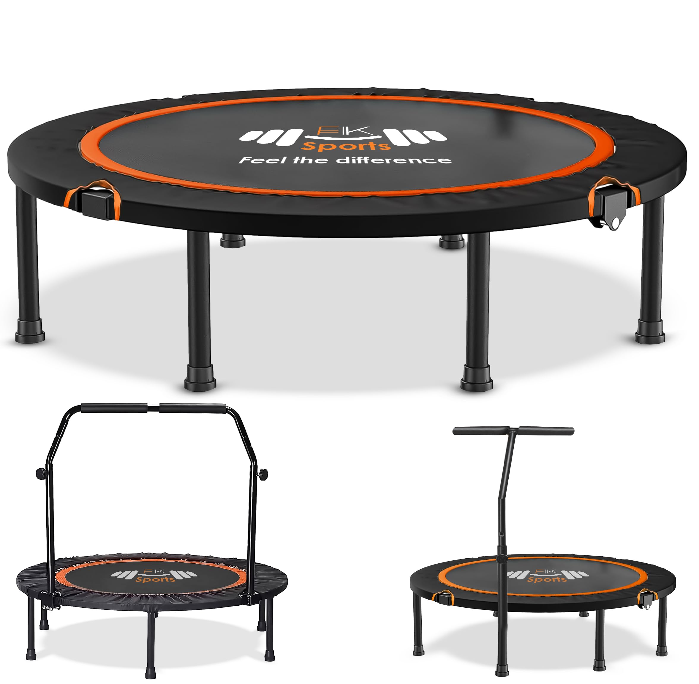 FK Sports Foldable Fitness Rebounder Trampolines, 40" Foldable Mini Trampoline, Round Mini Fitness Trampoline a indoor trampoline (40" without T bar