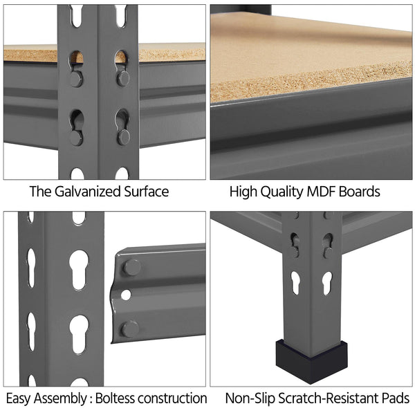 Yaheetech 5 Tier Garage Shelving Units, Heavy Duty Racking shelves, 150KG Per Shelf/750KG Capacity, 70cmx30cmx150cm（LxWxH,Dark Gray
