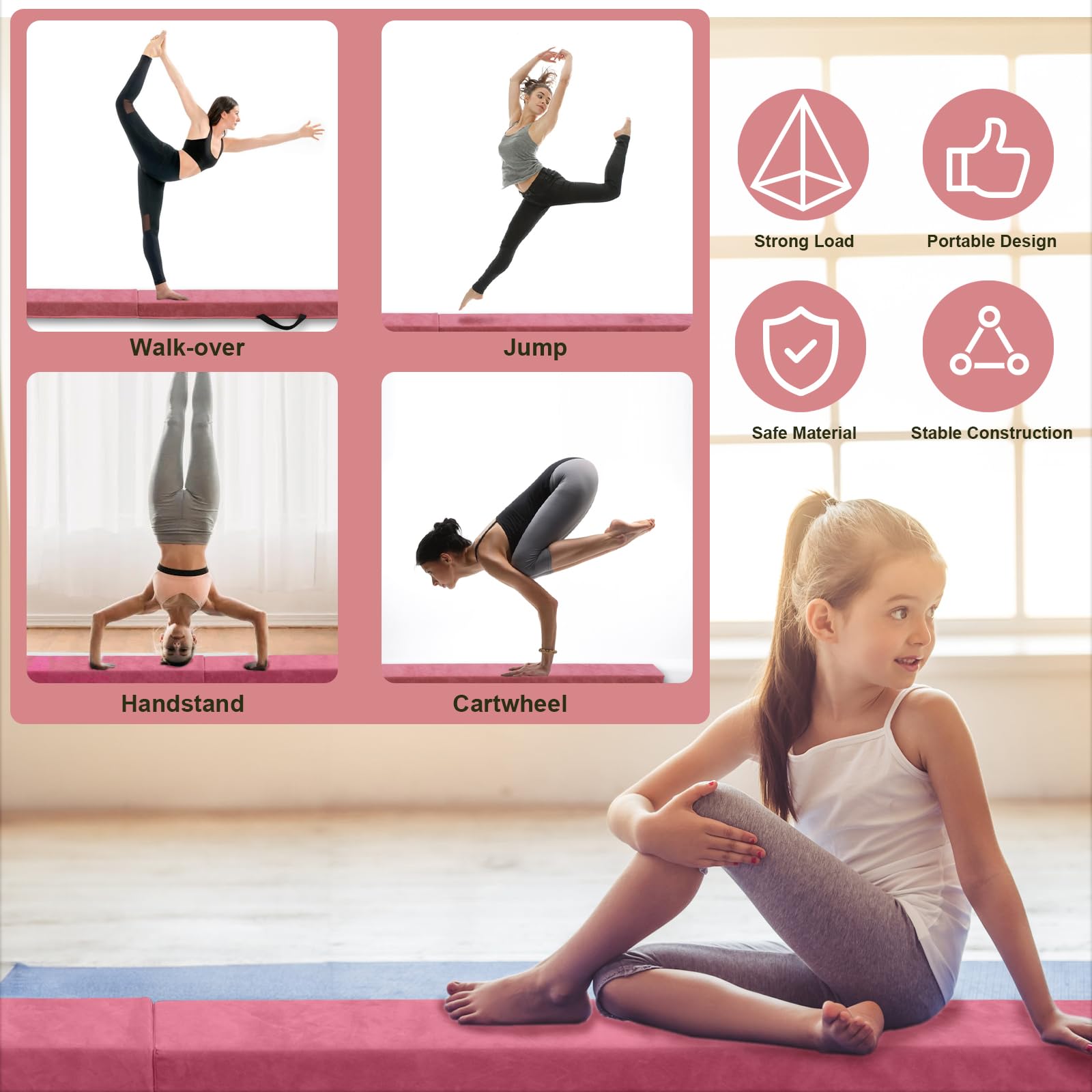 FBSPORT 240 CM Gymnastics Balance Beam for Kids - Folding Training Beam