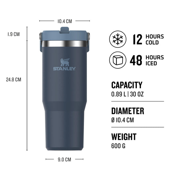 Stanley Flip Straw Tumbler 1.0 Water Bottle With Straw 0.89L - Keeps Cold For 12+ Hours - Easy To Carry - Dishwasher Safe - Stainless Steel Thermal Flask - BPA-Free Travel Mug - Navy