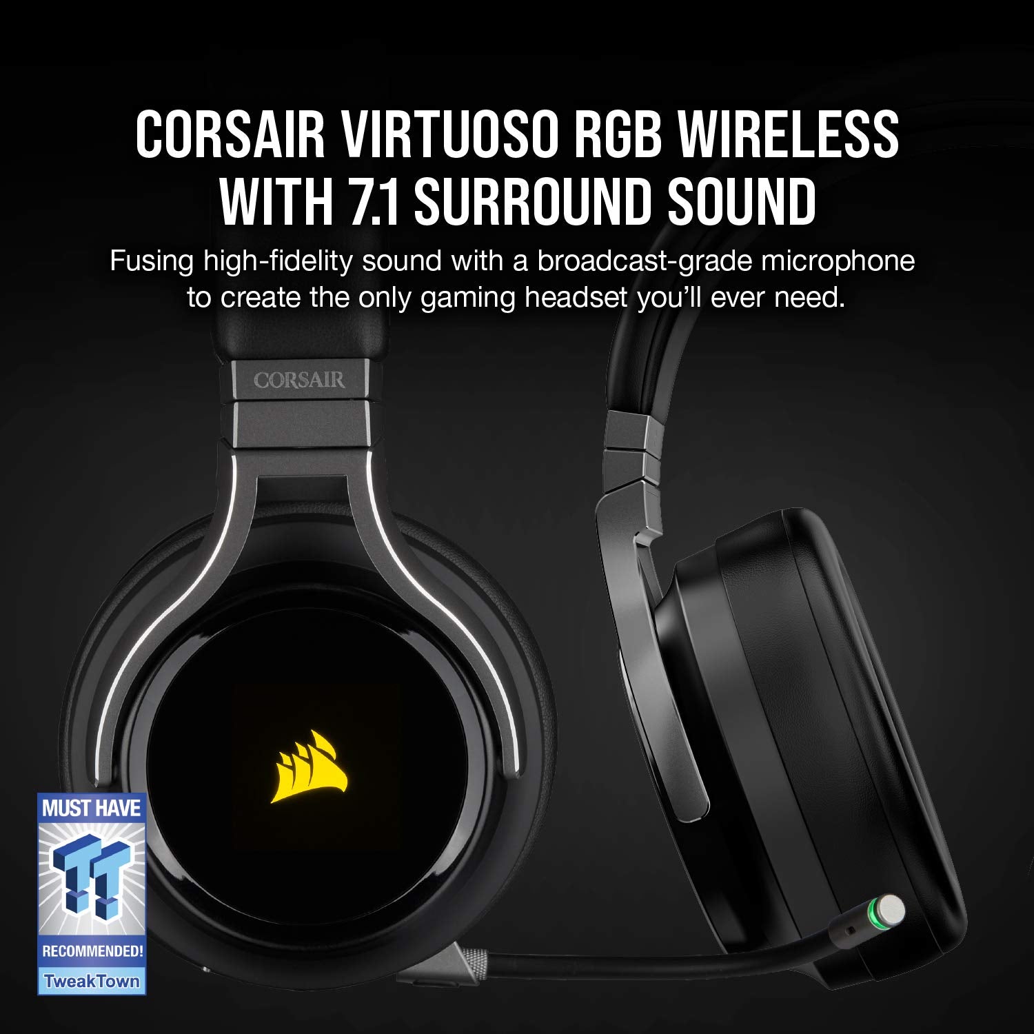 CORSAIR VIRTUOSO RGB WIRELESS XT Multiplatform Gaming Headset With Bluetooth – Dolby Atmos – Omni-Directional Microphone – iCUE Compatible – PC, Mac, PS5, PS4, Nintendo Switch, Mobile – Black