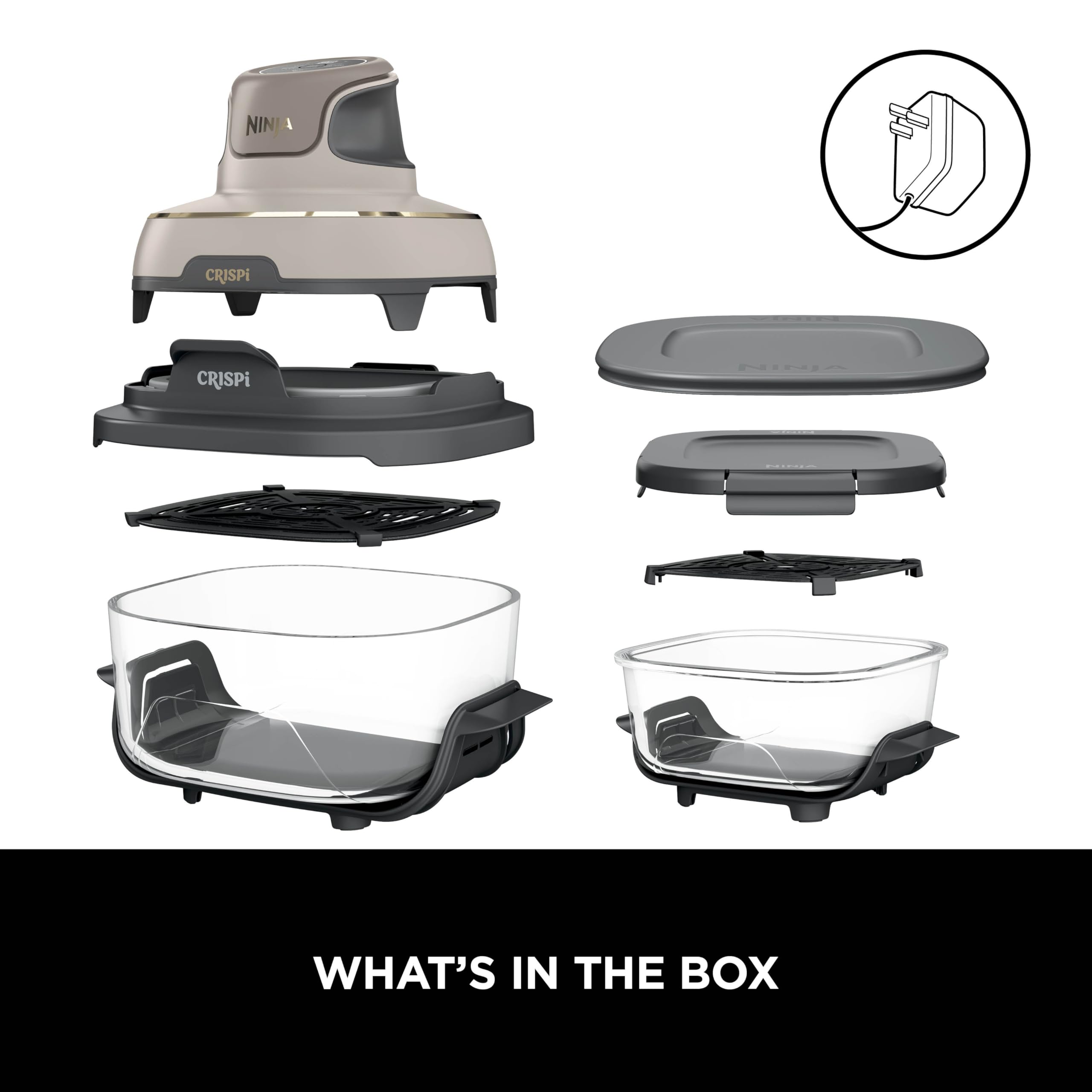 Ninja CRISPi Portable Air Fryer, 3.8L, 4-in-1: Air Fry, Roast, Keep Warm, Recrisp, Space Saving Compact Design, 2x Removable Glass Containers & Lids, 1700W, Cyber Space Blue FN101UKGY