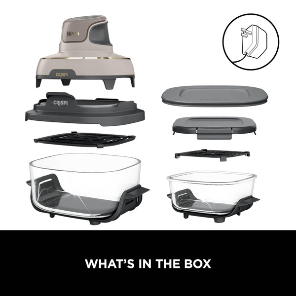 Ninja CRISPi Portable Air Fryer, 3.8L, 4-in-1: Air Fry, Roast, Keep Warm, Recrisp, Space Saving Compact Design, 2x Removable Glass Containers & Lids, 1700W, Cyber Space Blue FN101UKGY