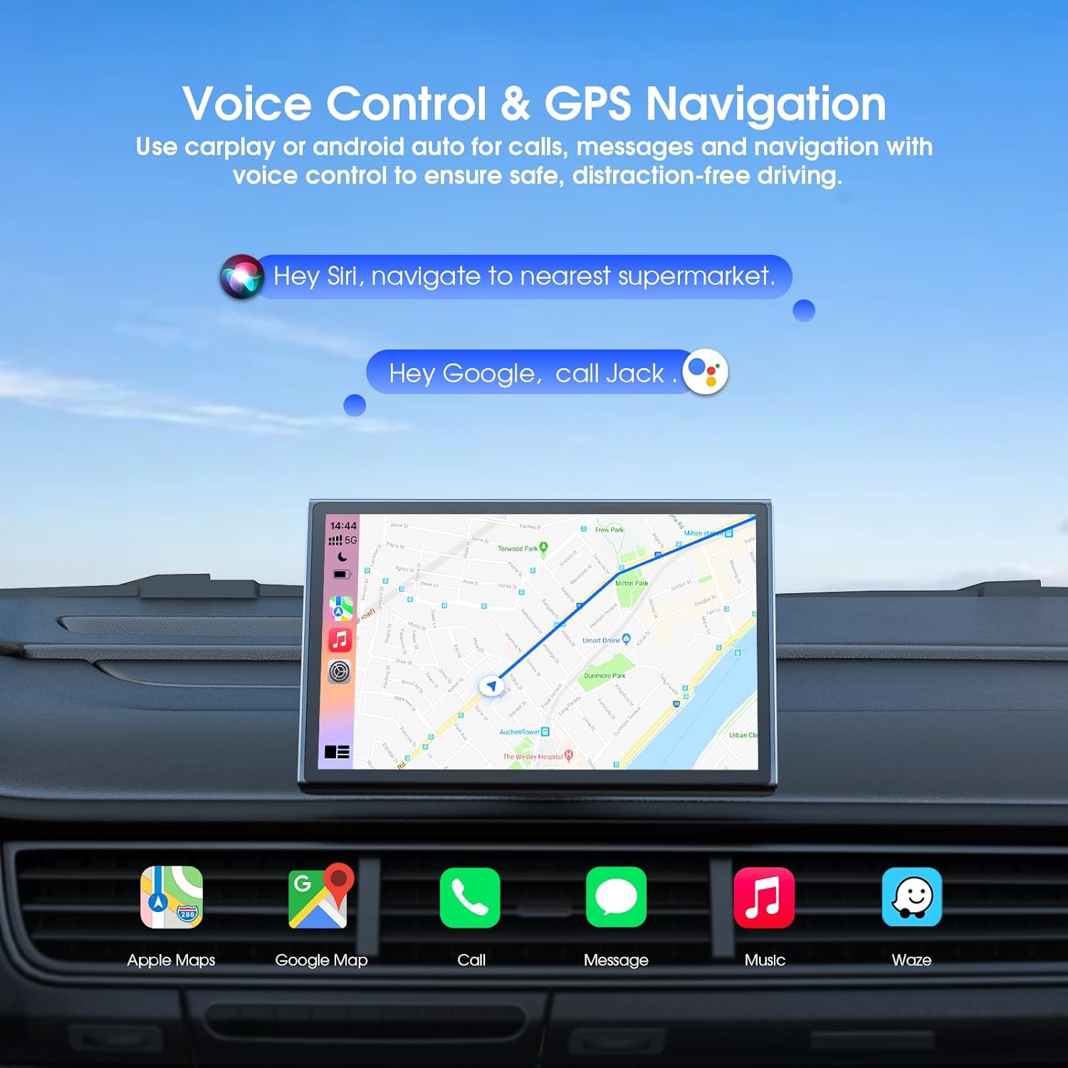 Avylet 7'' Wireless Car Stereo with Apple Carplay & Android Auto, Portrait & Landscape Screen, OTA, Magnetic Mount, Portable Car Stereo, GPS Navigation, Bluetooth/Voice Control/Mirror Link