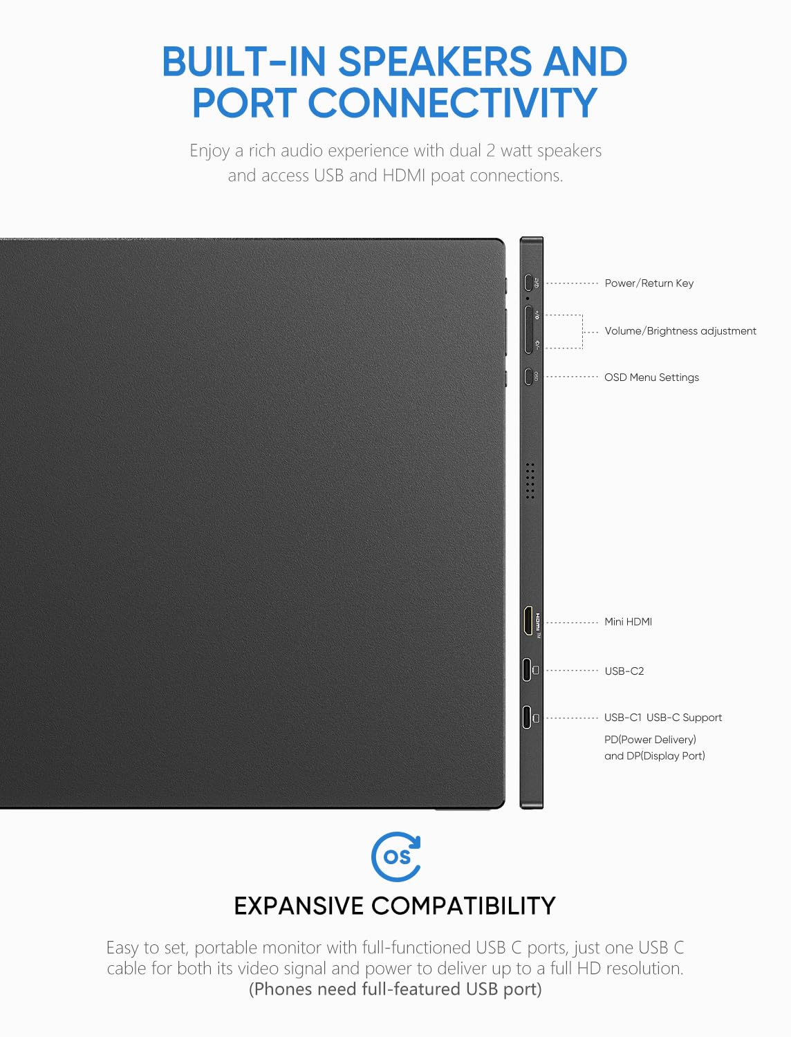 ARZOPA Portable Monitor, S1 Table 15.6'' 1080P FHD Laptop Monitor USB C HDMI Computer Display HDR Eye Care External Screen with Smart Cover for PC Mac Xbox PS5