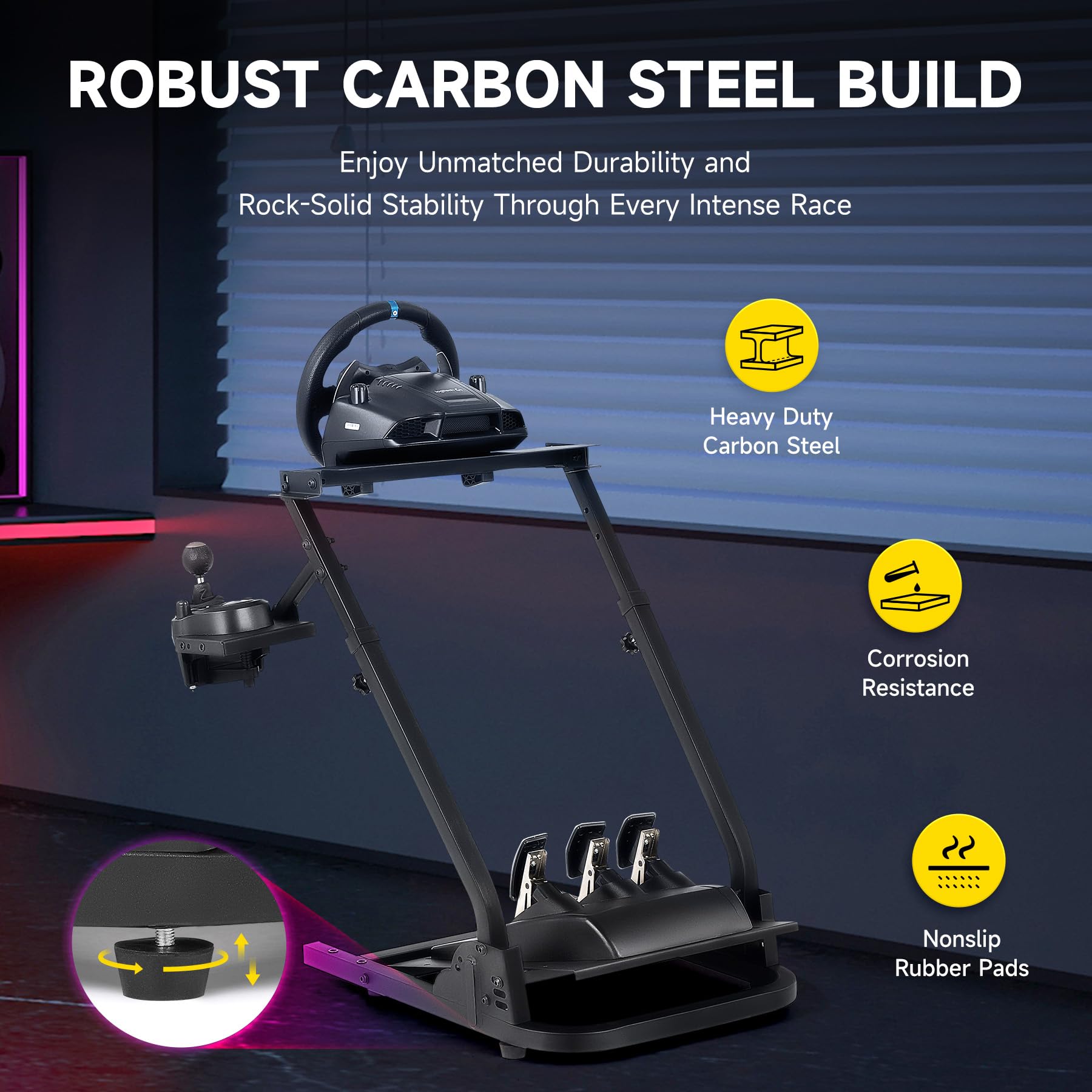 CO-Z Racing Wheel Stand Compatible with Logitech G27, G29, G920, Thrustmaster T300RS, T80, Adjustable Height for PS4, Xbox One, Series X|S, PC Gaming