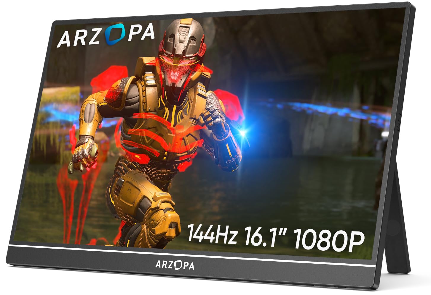 ARZOPA 16.1'' 144Hz Portable Monitor with Storage Bag, 100% sRGB 1920×1080P FHD HDR 144HZ Gaming Monitor, Ultra Slim - Eye Protection-External Second Screen for Laptop/PC/Mac/PS3/4/5/Xbox - Z1FC（Grey）