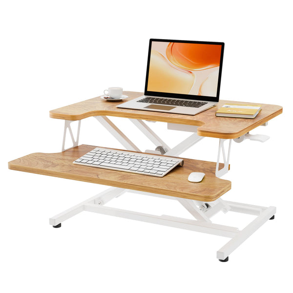 ERGOMAKER Standing Desk Converter, 36"/91cm Wide Height Adjustable Quick Sit to Stand Up Desk Riser for Dual Monitor