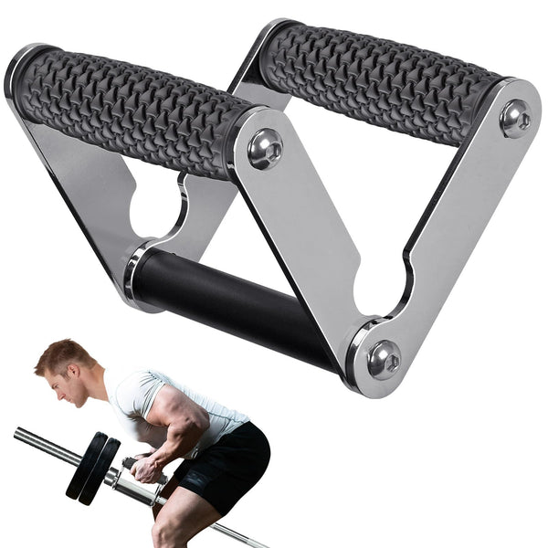 SELEWARE V Bar Landmine Handle Attachment, Solid Landmine Double D Handle T Row Attachment With Non-Slip Rubber Handle, Fits Olympic Bars Strength