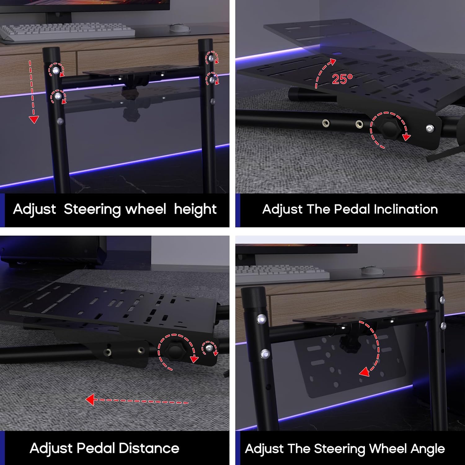 DIWANGUS UK Steering Wheel Stand Foldable, Racing Wheel Stand with Adjustable Angle, Gaming Wheel Stand Fit for Logitech G29/G923/G920, for Thrustmaster T300/T248 PS5 PS4 XBOX(Stand ONLY)