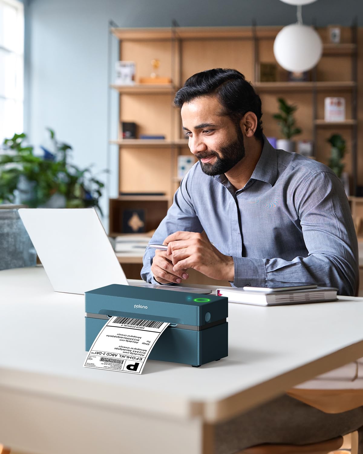 POLONO Bluetooth Thermal Shipping Label Printer, Wireless 4x6 Shipping Label Printer for Small Business, Support iOS, Android, Windows and Mac, Compatible with Amazon, Ebay, Shopify, Etsy, USPS (Grey)