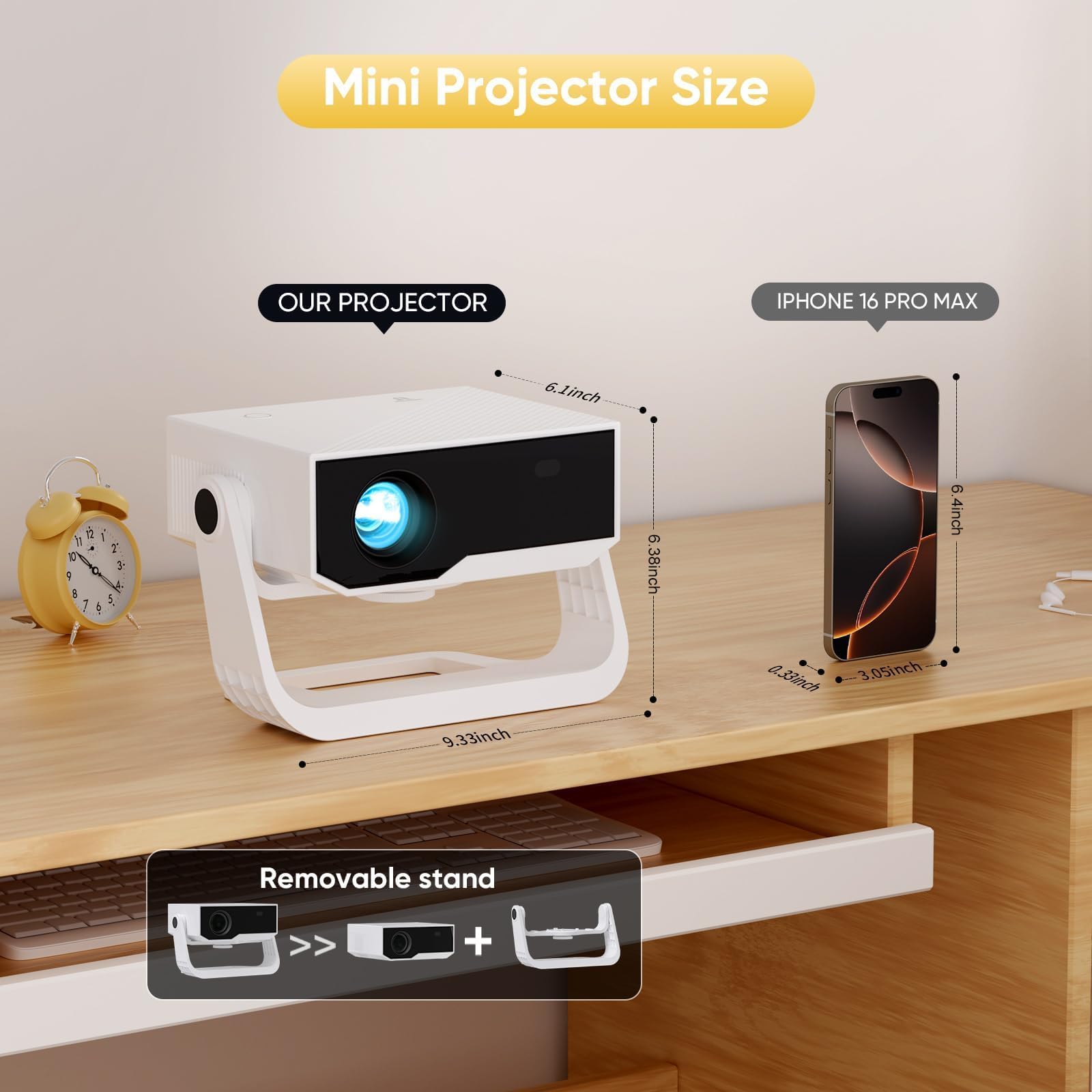 2025 Ultra Smart Projector Built-in Apps, 32000 Lumens,Full HD 4K Supported, WiFi 6 & Bluetooth 5.2, Low Fan Noise (<29.8dB), Auto Keystone, Portable Movie Projector for IOS/Android/PS5