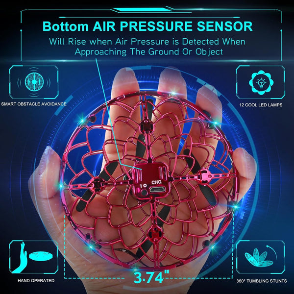 Flying Drone for Kids, 360° Hands Free Motion Sensors Mini UFO Helicopter with LED Light - Cool Toy Gift for 6+ Boys & Girls