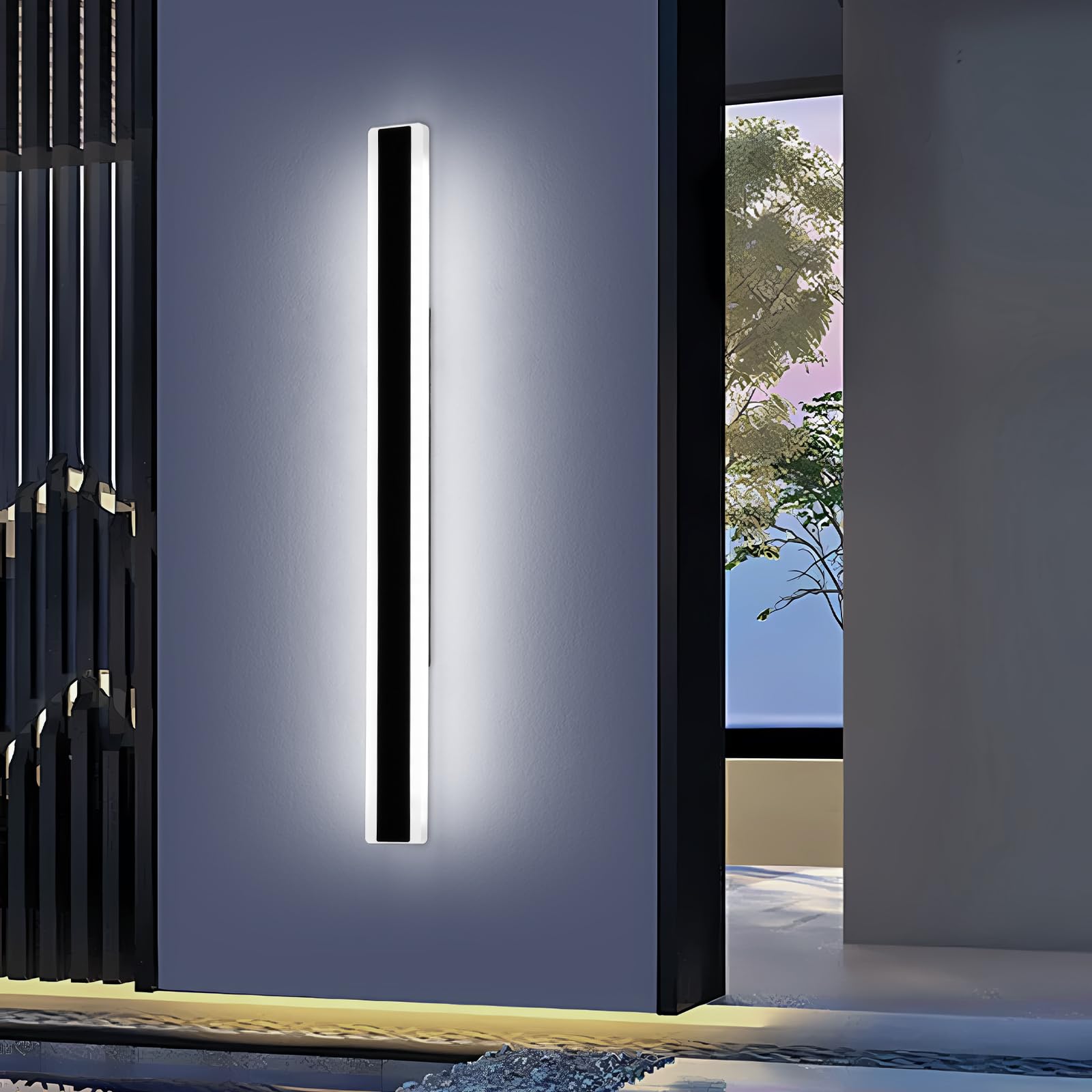 Mikeru 6500k Cool White Outdoor Wall Light, 150cm Modern Porch Wall Light, LED Vertical Long Acrylic Garden Fixture, IP65 Waterproof for Balcony, Living Room, Garage, Patio