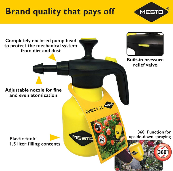 Mesto 3132 GR Bugsi Pressure Sprayer, Yellow/Black, 28x12x12 cm