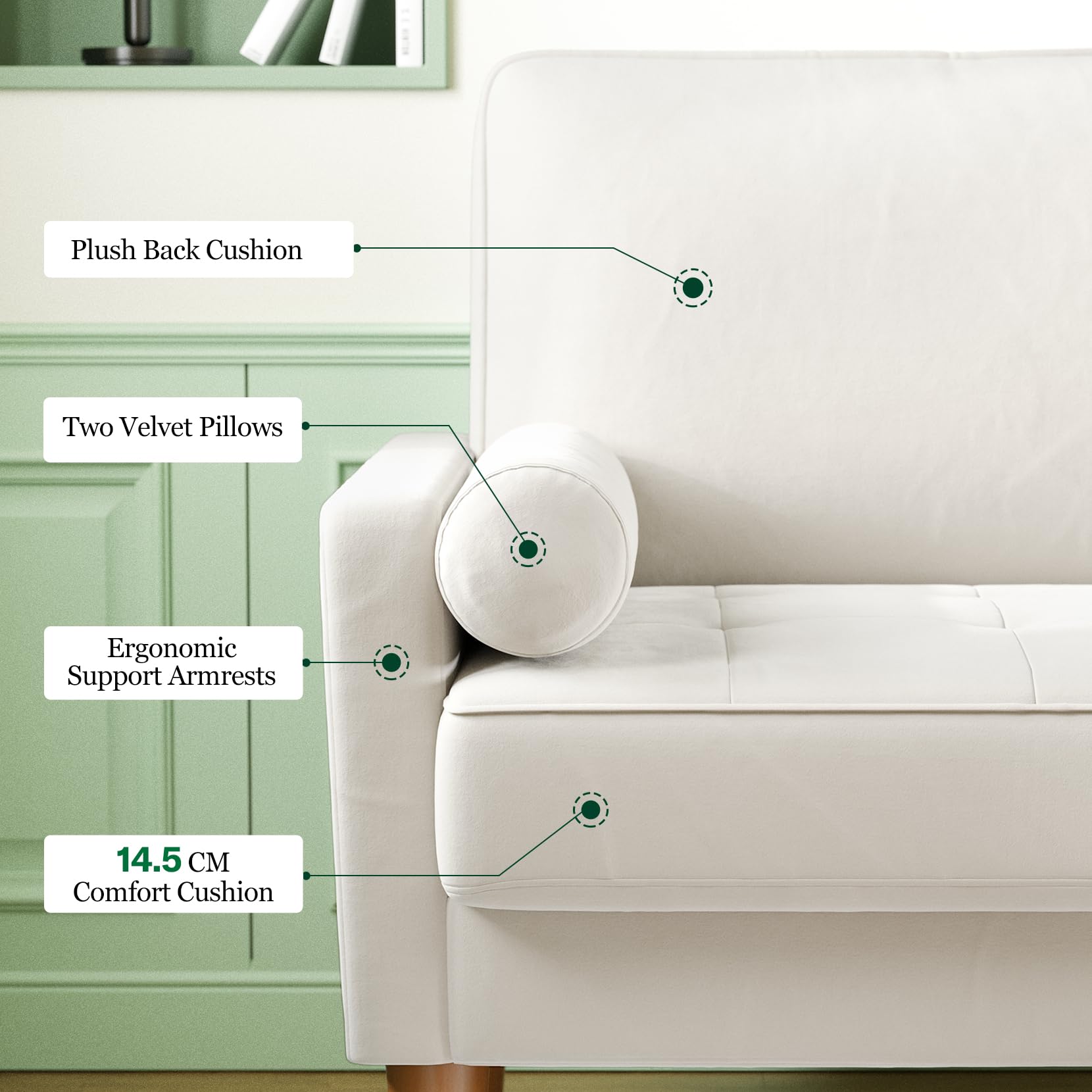 Vesgantti Small 2 Seater Sofa Blue, Comfy Sofa Couch with Spring Cushion, Velvet Sofa with Wood Legs, Modern Love Seat Sofa, Sofa 2 Seater for Living Room, Small Sofa for Bedroom, Blue Office Sofa