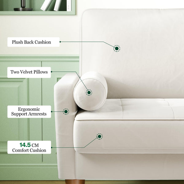 Vesgantti Small 2 Seater Sofa Blue, Comfy Sofa Couch with Spring Cushion, Velvet Sofa with Wood Legs, Modern Love Seat Sofa, Sofa 2 Seater for Living Room, Small Sofa for Bedroom, Blue Office Sofa