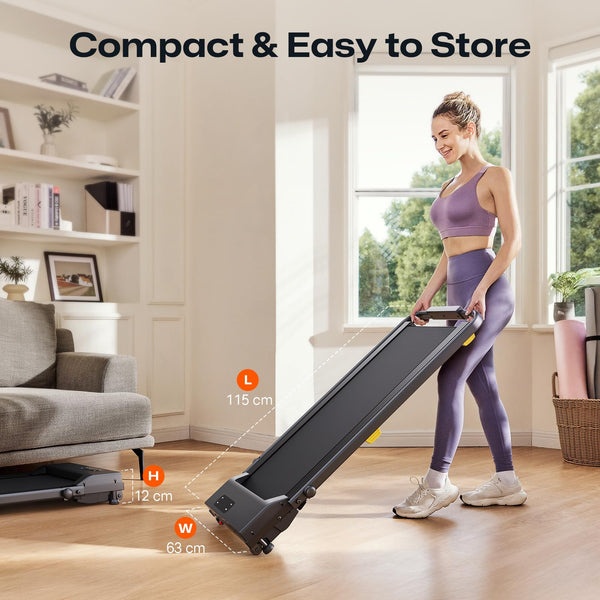 Folding Treadmill with 9% Incline, Walking Pad Foldable with Safety Handle Bar, One-Touch HIIT Mode, Walking, Jogging or Running for Home Office, No Assembly Required, Remote Control & LED Display