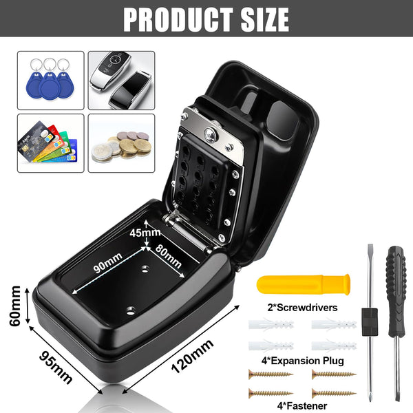 iPalamila Key Safe, Key Safe Outdoor Police Approved, Key lock Box Wall Mounted,12-Digit Combination Key lock Box with Weatherproof Cover For Home Garage Office School (black-1)