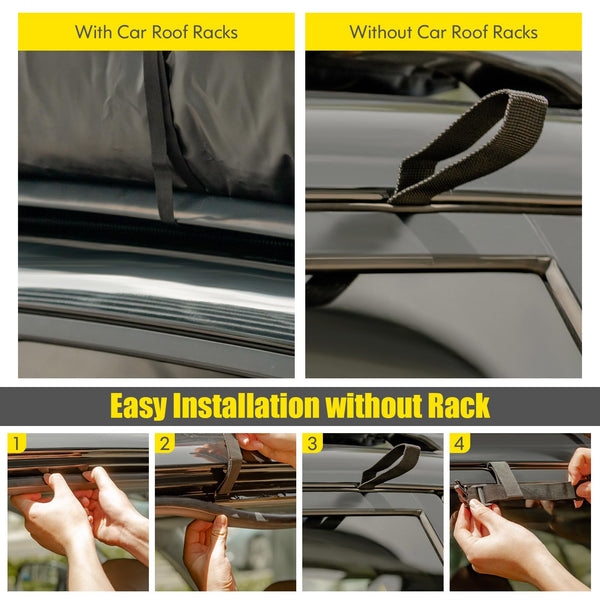 COSTWAY 15/21 Cubic Feet Car Roof Bag, 100% Waterproof Roofing Cargo Carrier with Anti-Slip Mat, Combination Lock & Straps, Rooftop Luggage Storage Box (Black, 21 Cubic Ft/600L)